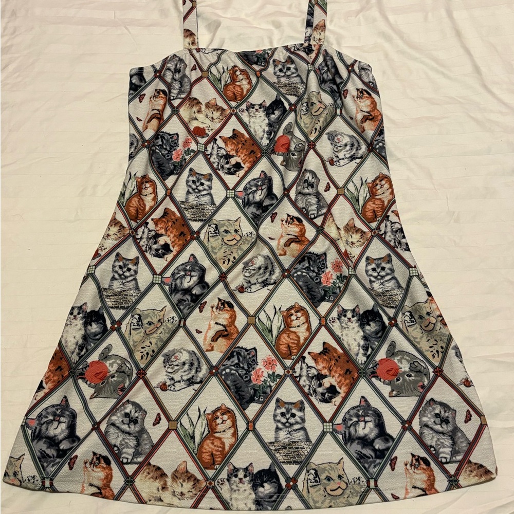 Cat Print Mini Dress - Picture 2 of 6